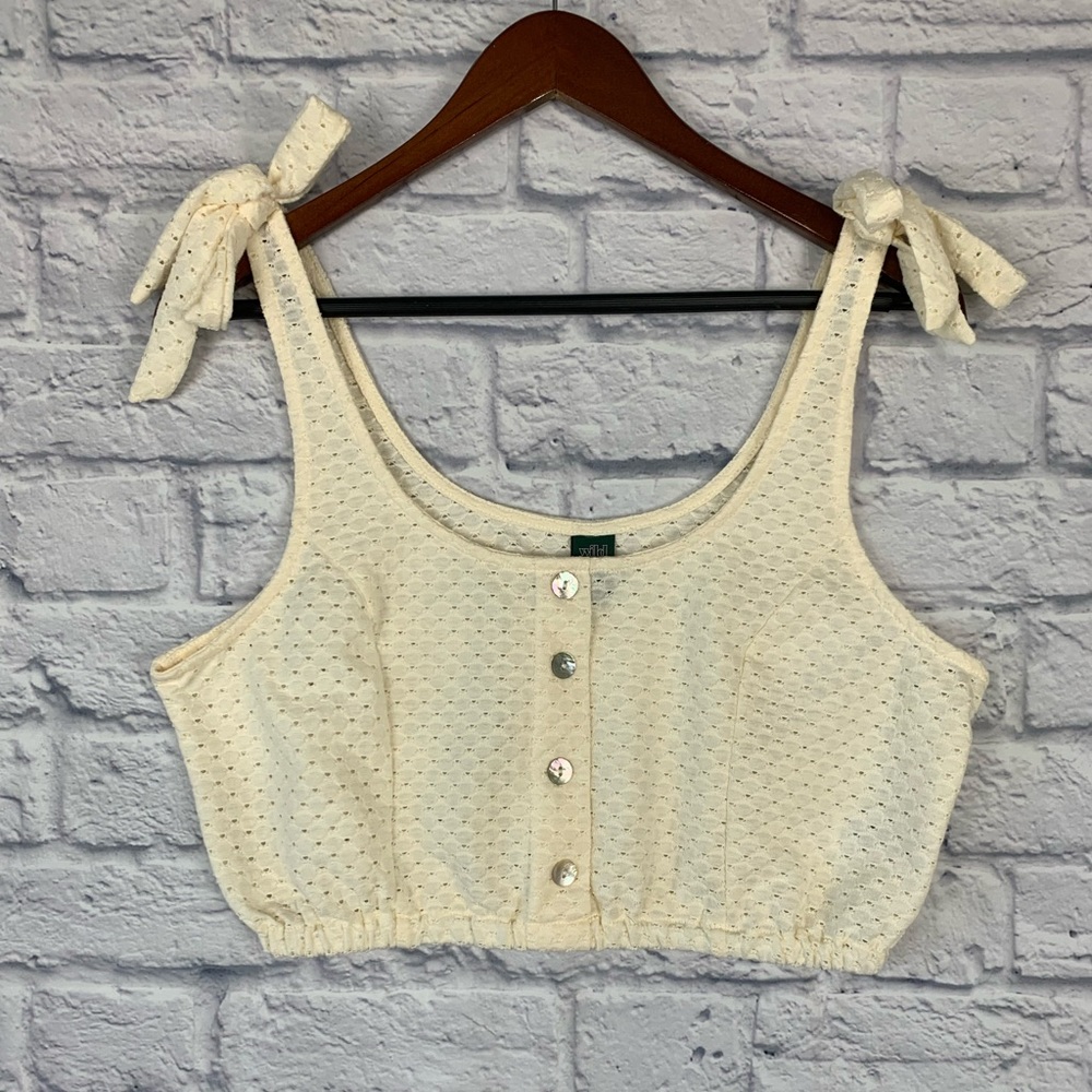 Wild Fable Cream Off White Crop Top Bow Detail Coquette Girl Size Small